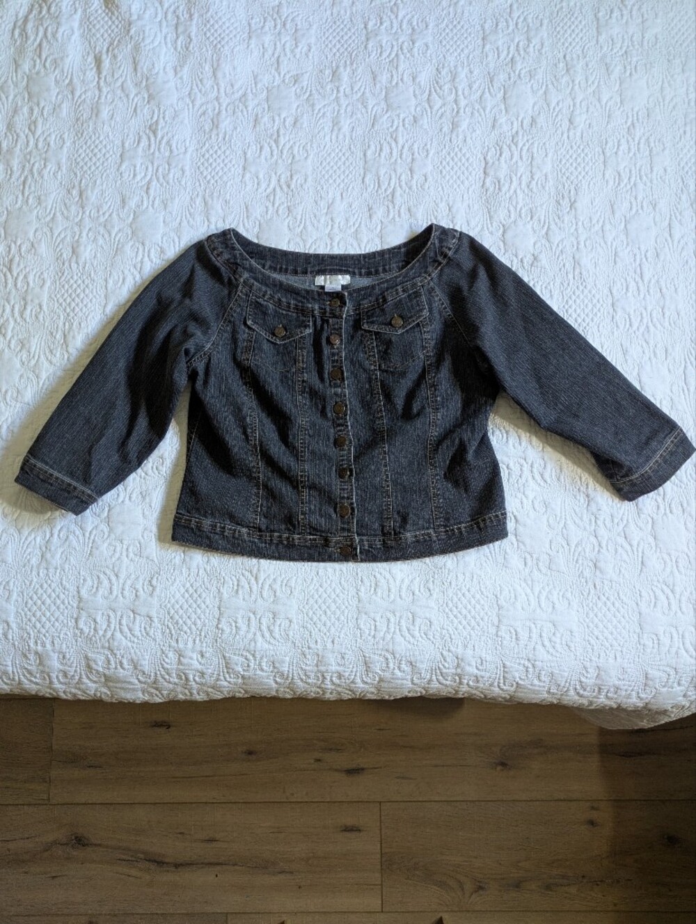 Soft Surroundings Black Girls' Button-Front Denim Jacket